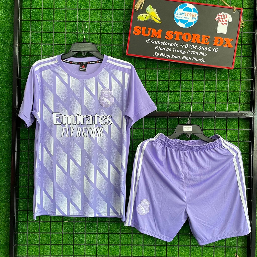 Quần Áo Đá Bóng CLB Real Madrid Tím Môn DK Mẫu Mới_Mẫu Áo Đấu Hot, Giá Tốt 2021-2022