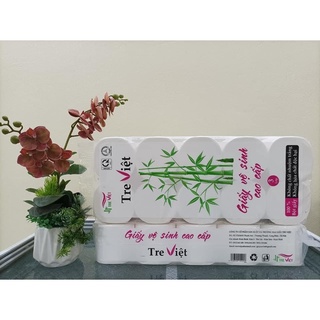 Giấy vệ sinh tre việt màu tím, 10 cuộn 3 lớp 1.3kg