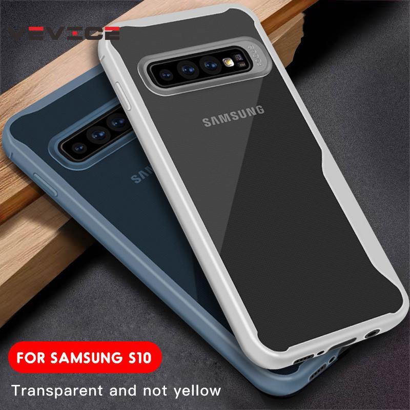 Ốp điện thoại trong suốt chống sốc từ nhựa dẻo viền màu cho Samsung Galaxy S9 S10 Plus S10e M10 M20 M30