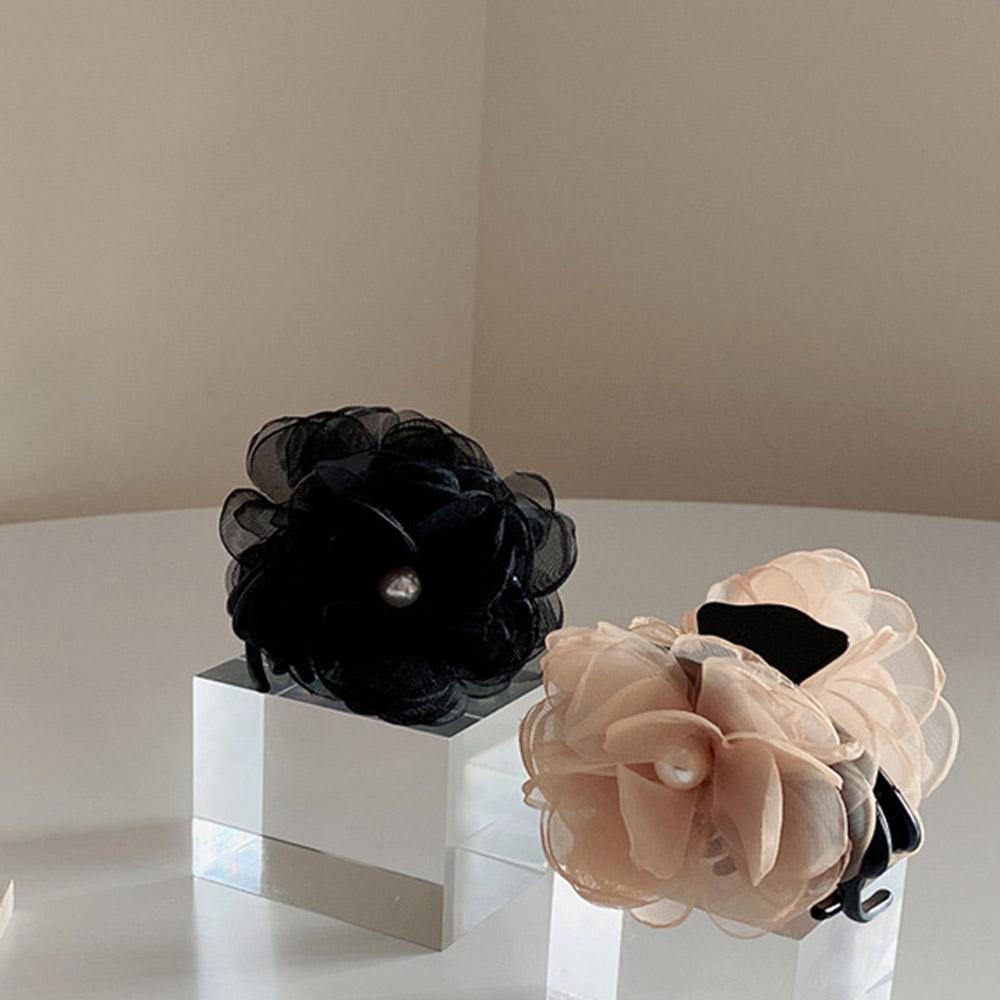 NEEDWAY Hair Clip Elegant Fashion Camellia Yarn Lady Crab Clip