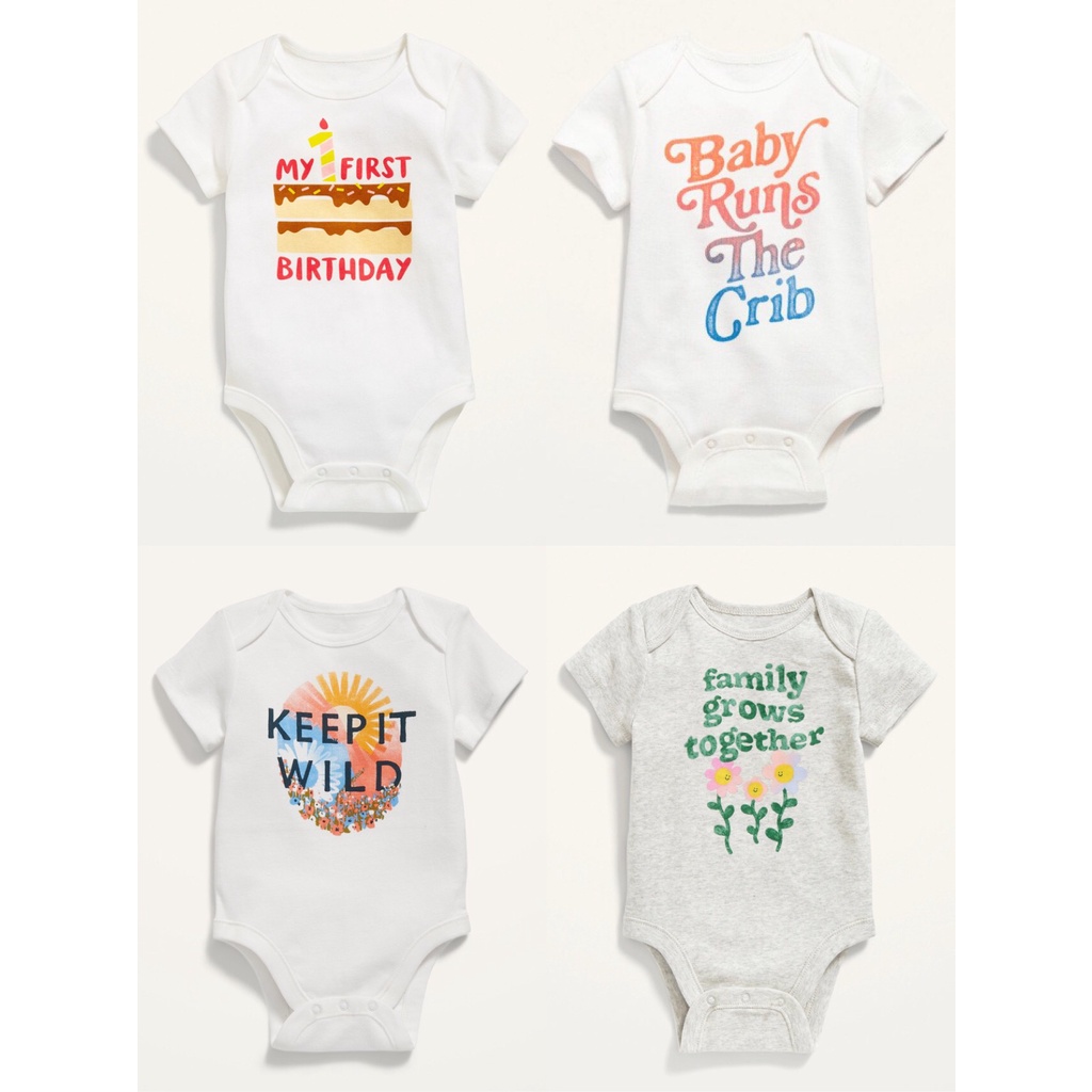 Bodysuit ngắn tay Old Navy in họa tiết dành cho bé trai/bé gái