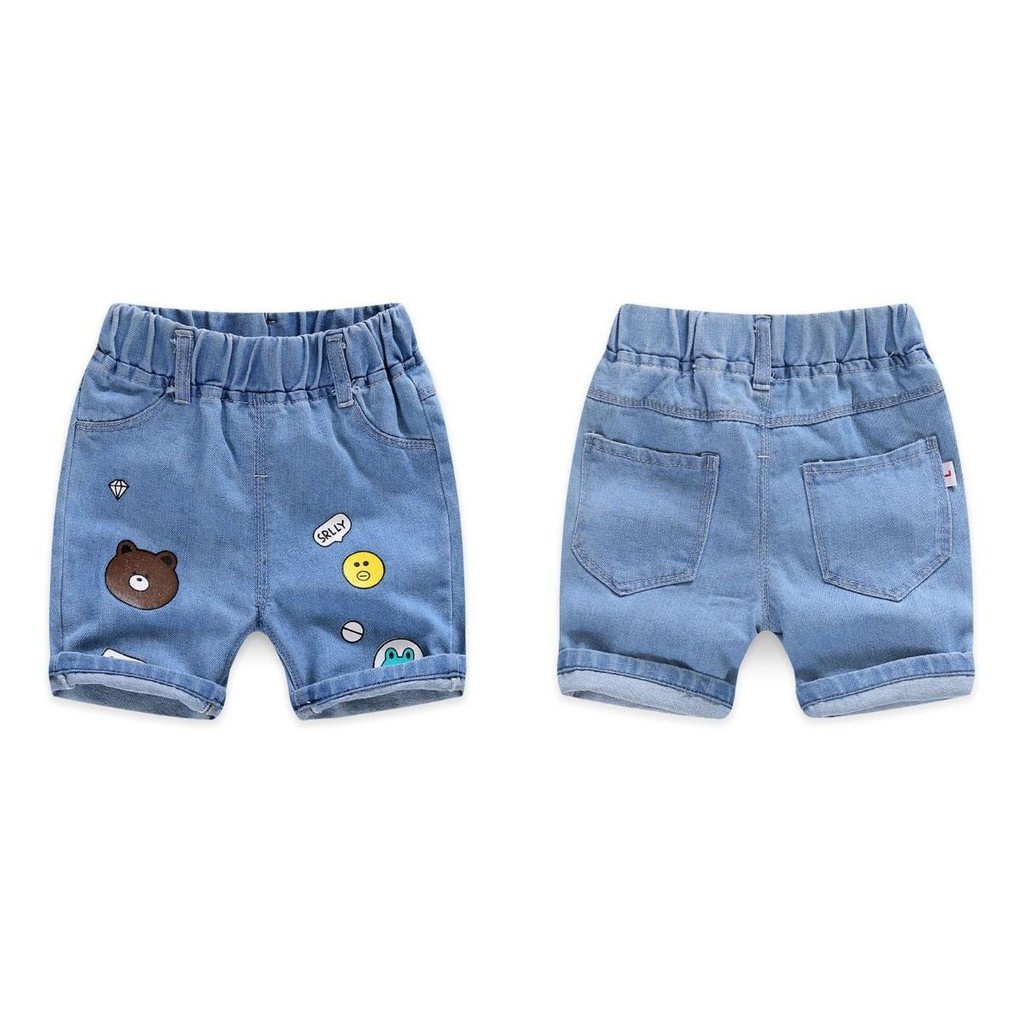 Quần short denim  họa tiết hoạt hình dễ thương phong cách cá tính cho trẻ em 1-11 tuổi