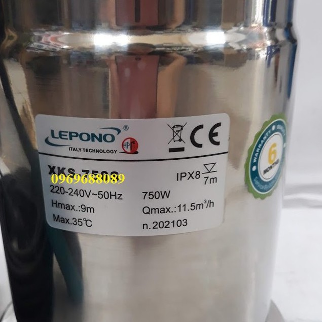 Máy bơm chìm, nước thải Lepono XKS 400S , XKS 750S  Trục inox cánh inox, Bể cá, tiểu cảnh