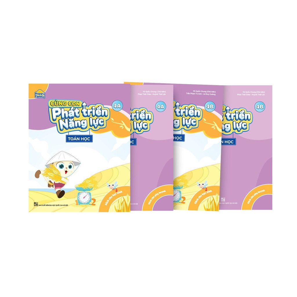Sách - Bộ 4 cuốn Happy Family: Cùng con phát triển năng lực Toán học 4 (Tập 4A - 4B)
