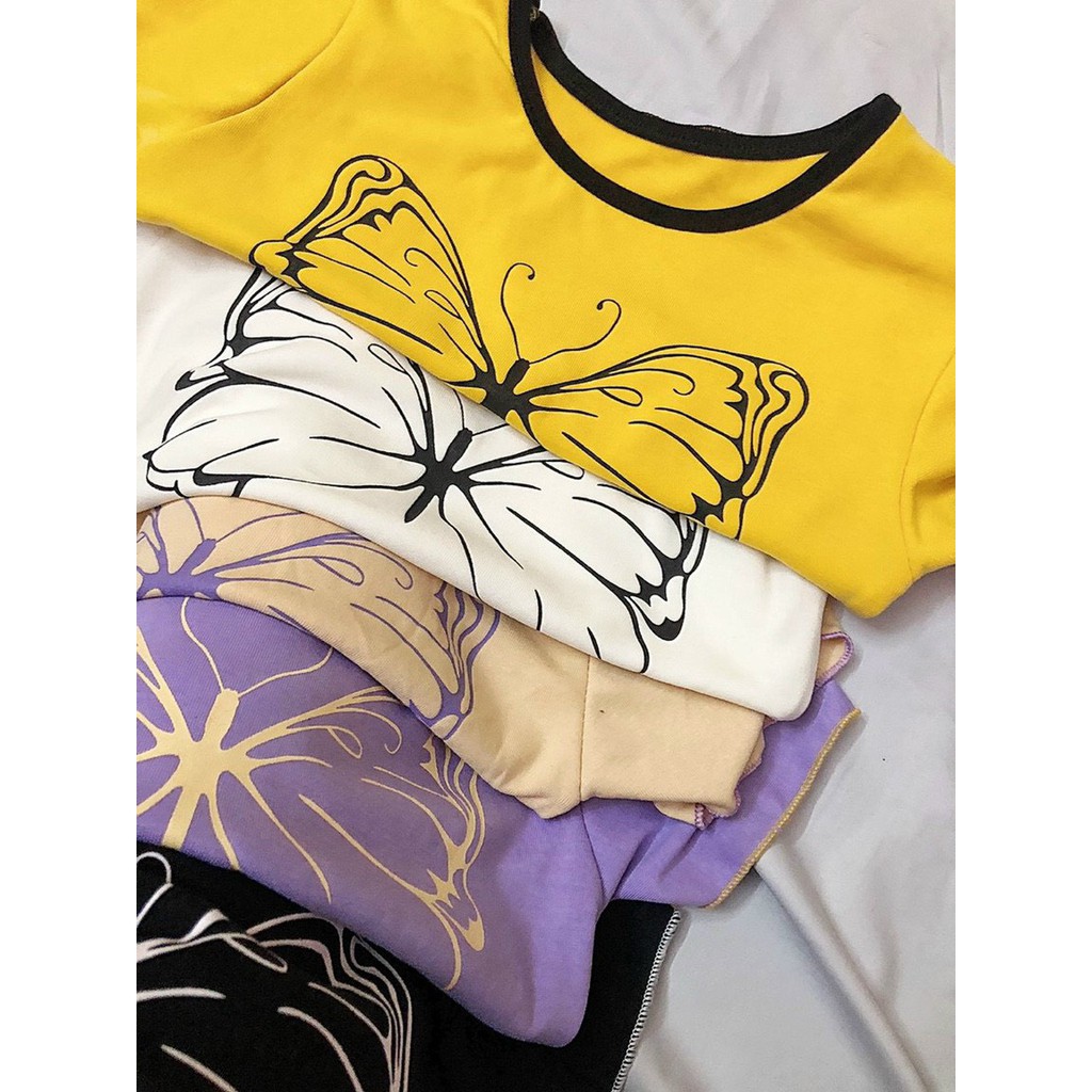 áo kiểu viền cổ in bươm bướm xinh xắn nét mãnh dễ thương hình thật xinh