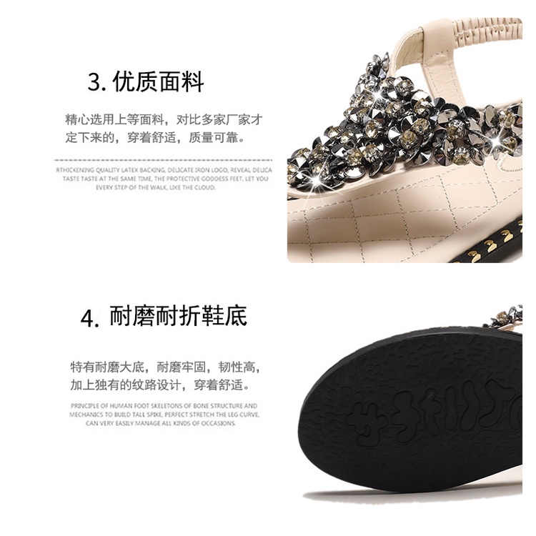 Dép Sandal Hở Ngón Đính Đá Size Lớn 35-43 41 Thời Trang Mùa Hè Cho Nữ 42