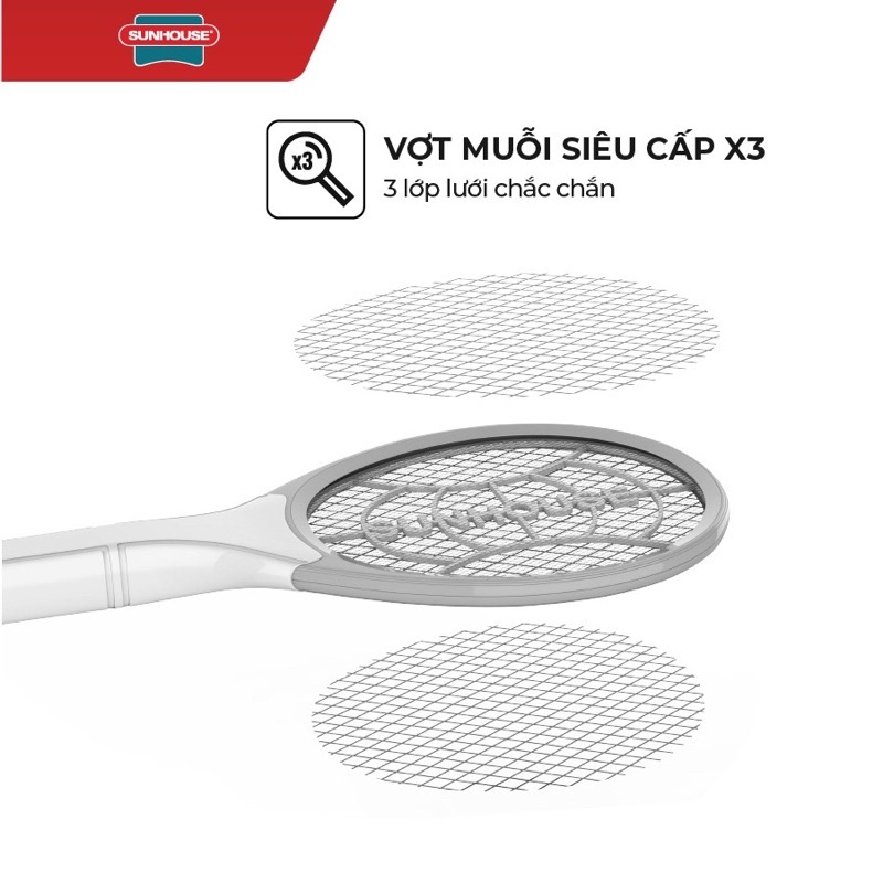 Vợt Muỗi Sunhouse SHE-E200 Màu Vàng,Hàng Công Ty Bảo Hành 12 Tháng