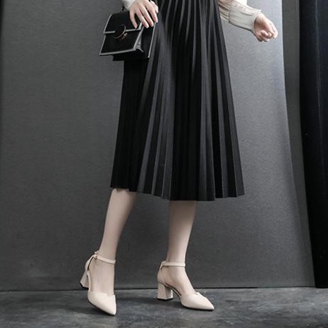 Giày Cao Gót Phong Cách Vintage Cao 5CM 2 Màu Nu, Kem mã XKC26