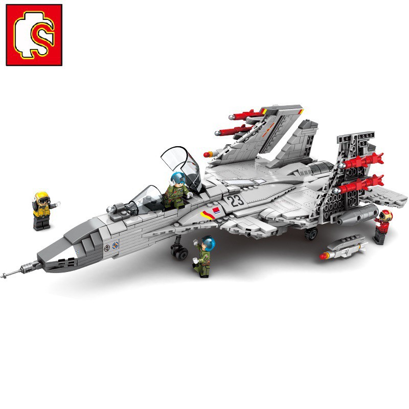 Đồ chơi lắp ráp Máy bay Oanh Tạc Chiến - Sembo Block 202055 F-15 Flying Shark - 1186 Mảnh ghép