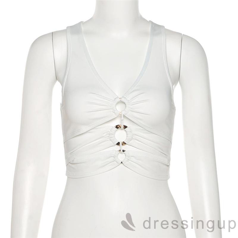 Áo Croptop Sát Nách Cổ Chữ V Màu Sắc Đơn Giản Thời Trang Quyến Rũ Cho Nữ | BigBuy360 - bigbuy360.vn