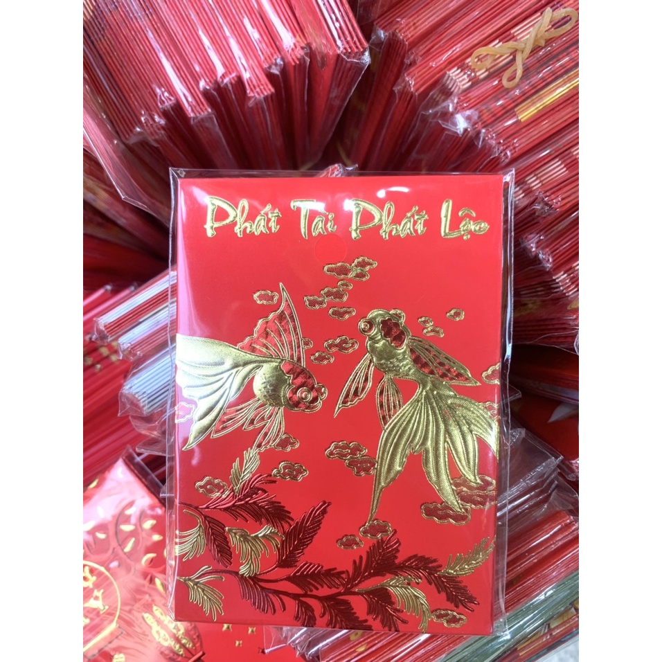 Set 6 bao lixi nhung nhỏ gọn, xinh xắn, lấp lánh, bao lì xì đỏ, lixi tết in chữ nổi 3D truyền thống, sang trọng