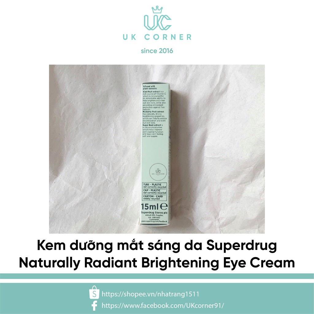 Kem dưỡng mắt sáng da Superdrug Naturally Radiant Brightening Eye Cream 15ml | BigBuy360 - bigbuy360.vn