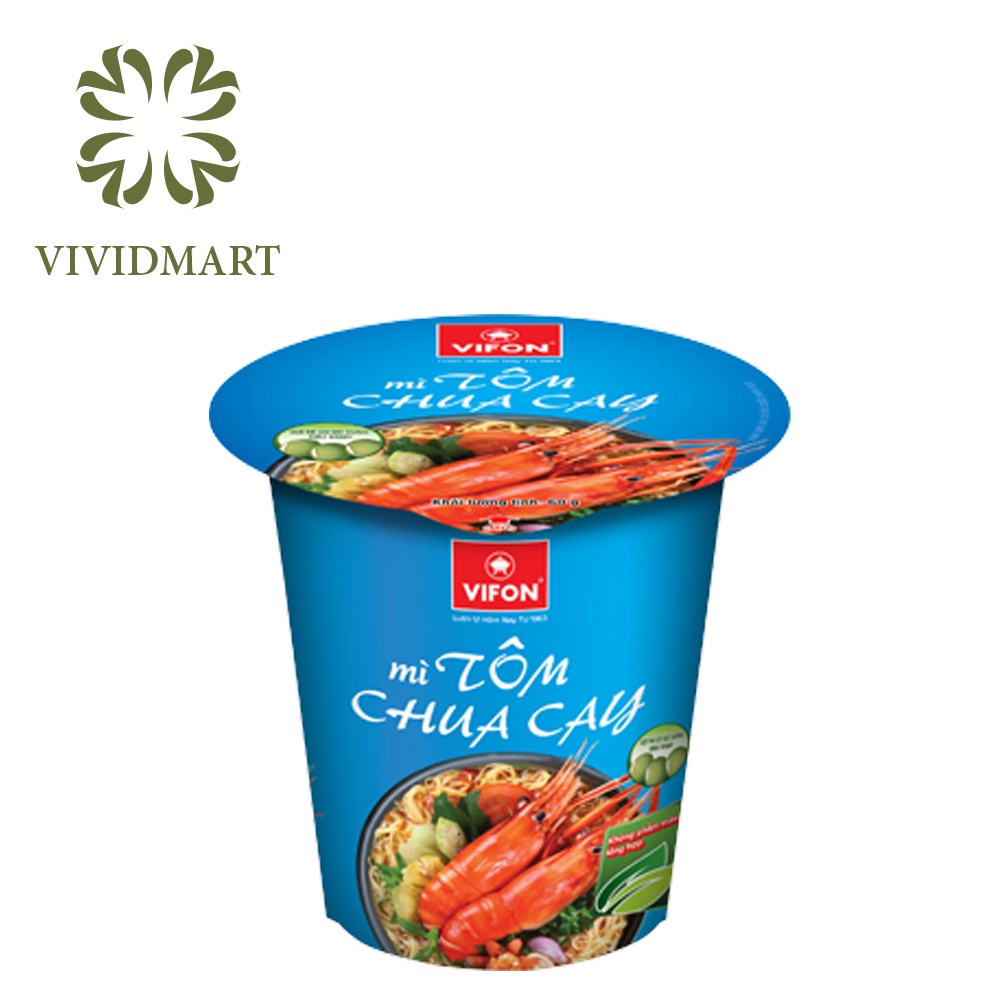 MÌ LY VIFON 6 VỊ: LẨU THÁI TÔM, LẨU THÁI TOMYUM, BÒ, GÀ, TÔM CHUA CAY, LẨU THÁI CHAY– 60g/LY – VIFON