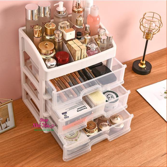 Kệ Đựng Mỹ Phẩm Nhựa Trong Suốt 4 Tầng Cao Cấp (kèm sticker)