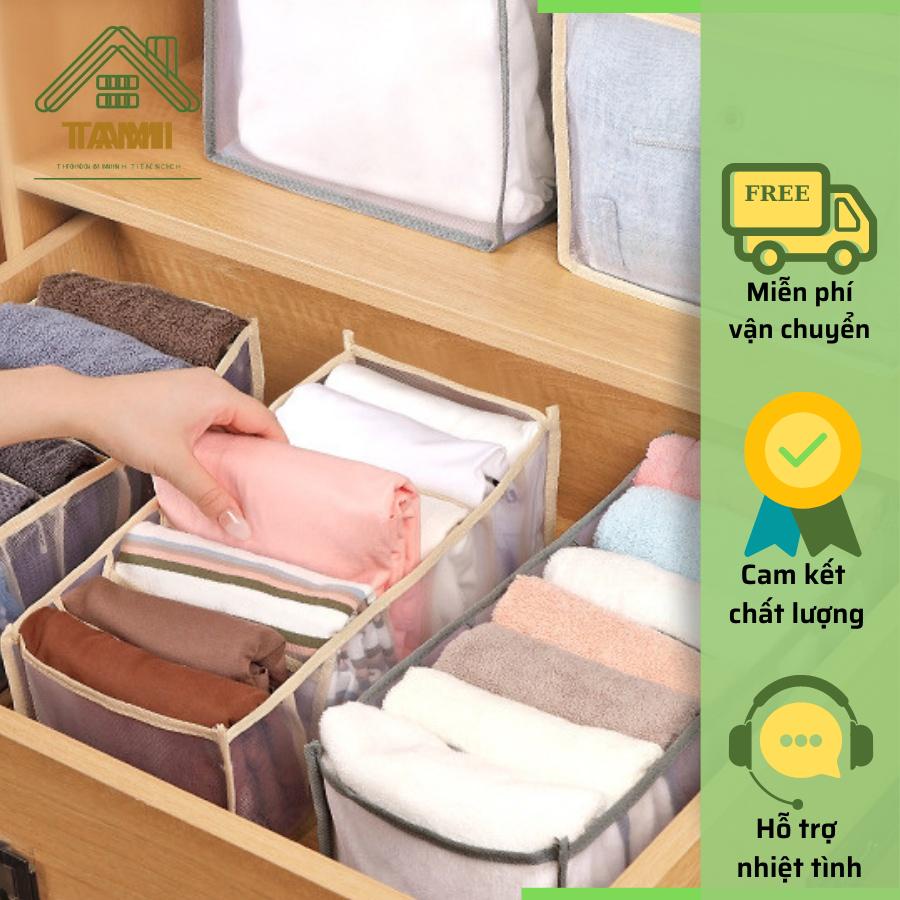 Hộp đựng đồ bằng vải lưới chia ngăn có thể gấp gọn đủ size, hộp đựng quần áo