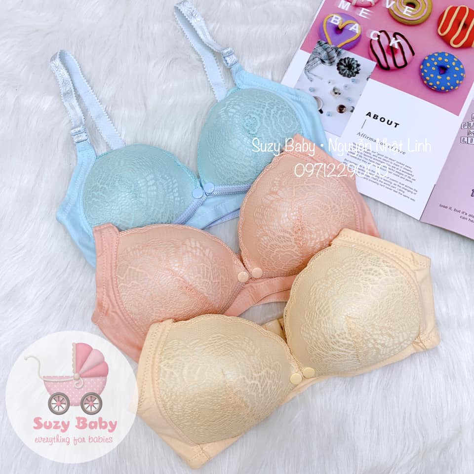 Áo lót bầu cho con bú sau sinh có cúc bấm, không gọng, không đệm, chống chảy xệ tốt, chất cotton