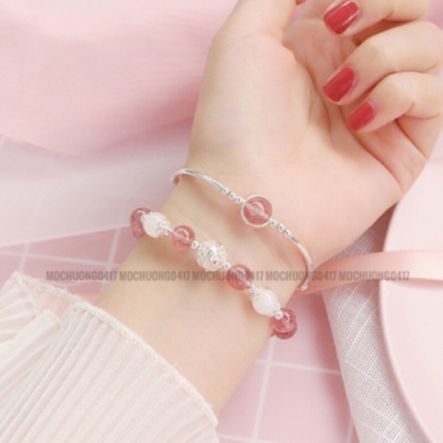 Vòng tay bạc mix hạt tròn TA dâu - MH496