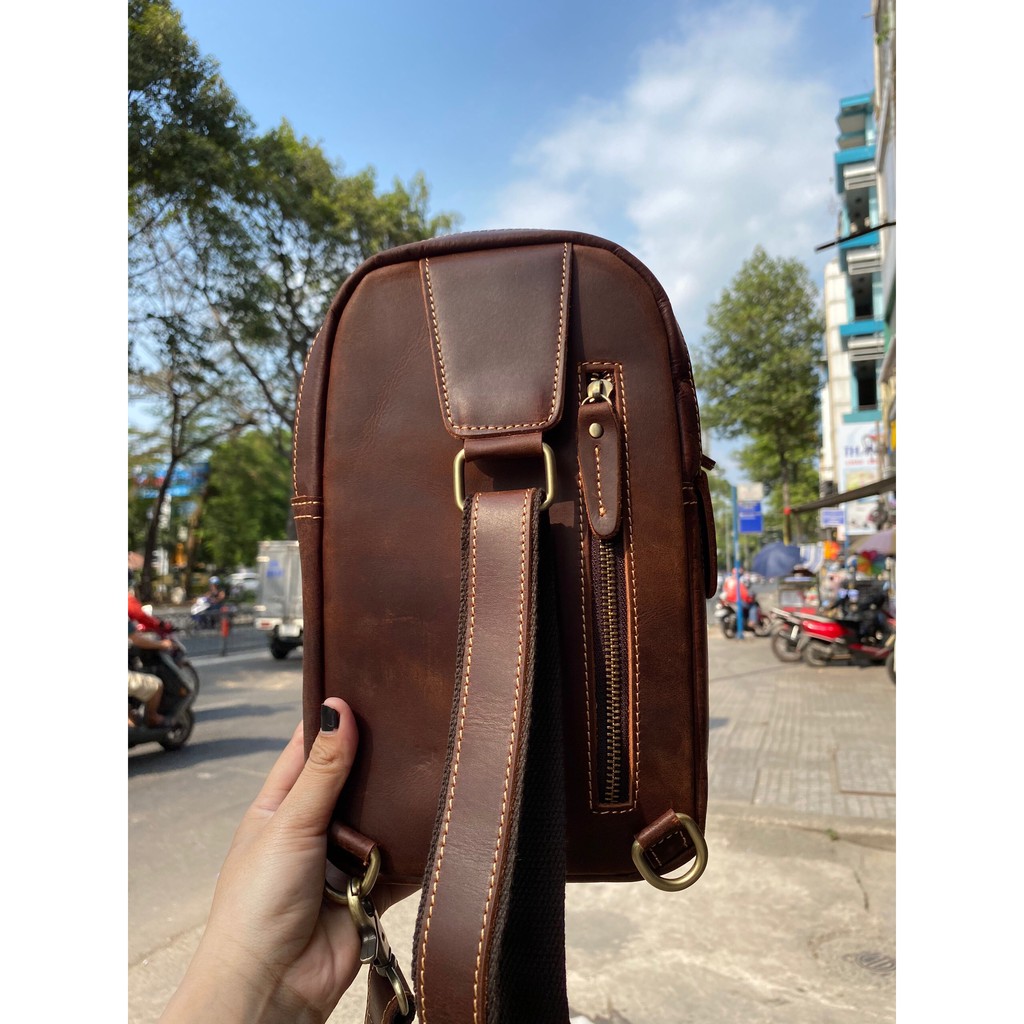 [DA BÒ THẬT 100%] TÚI NAM ĐEO NGỰC CHẤT LIỆU DA BÒ SÁP DB68 | BigBuy360 - bigbuy360.vn