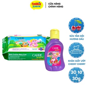 [Gift] Combo Chai sữa tắm Carrie Junior hương Cherry 30g + Khăn giấy ướt mùi Smothie Berrie30s