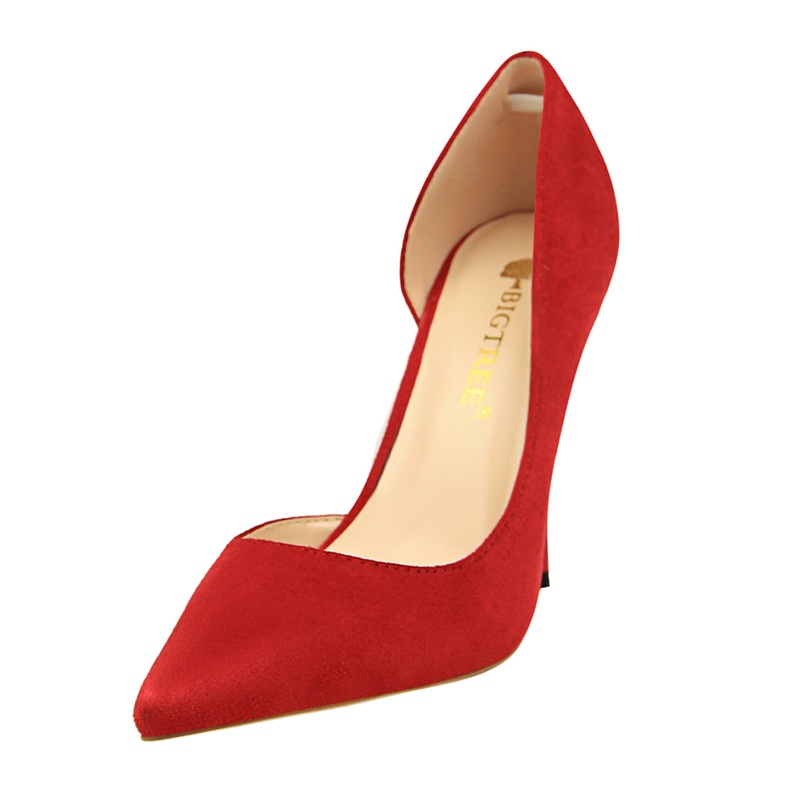 Giày cao gót BIGTREE 8918-2 10.5cm da lộn mũi nhọn miệng nông thời trang