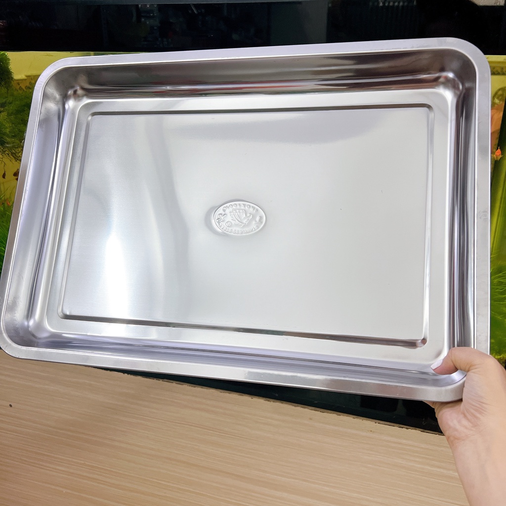Khay inox chữ nhật sâu nhiều size - mâm inox chữ nhật sâu đủ size loại tốt - mâm cherry sâu size lớn