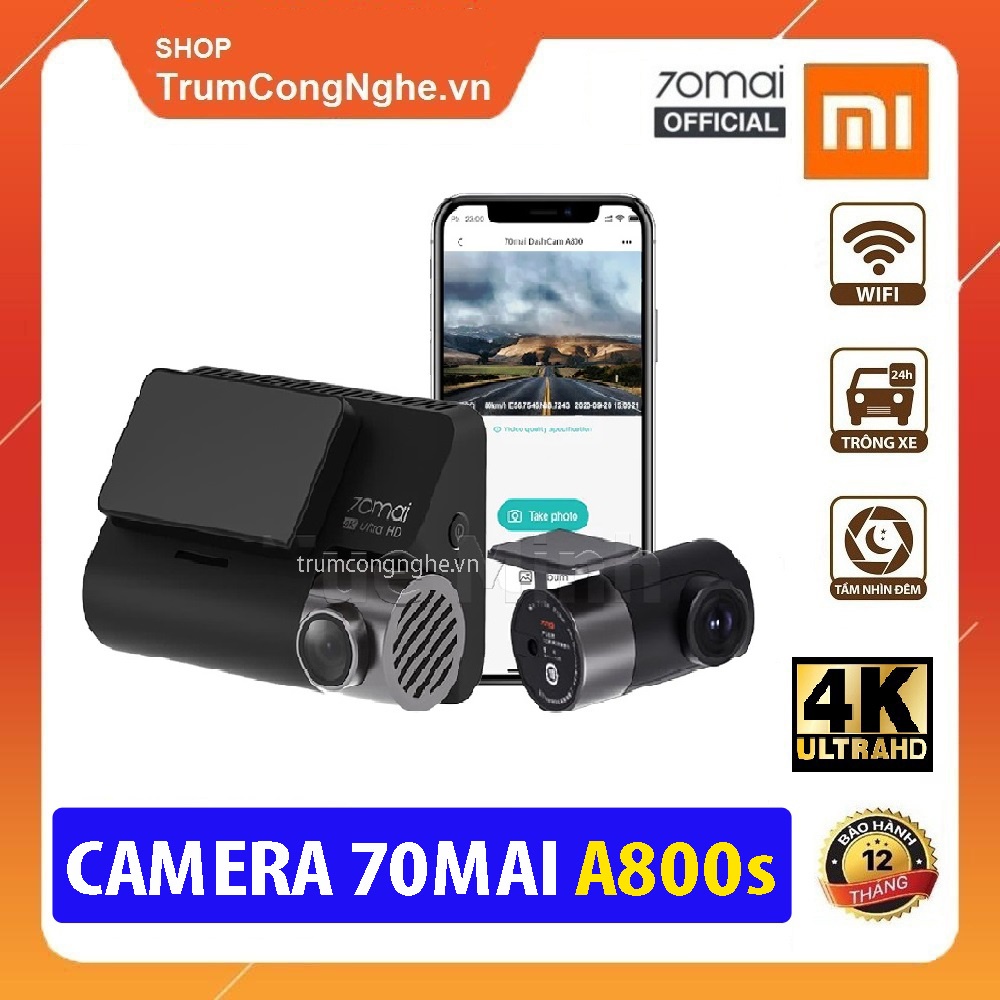 Camera Hành Trình Ô tô Xiaomi 70mai A800s Dash Cam 4K Siêu Nét - Bảo hành 12 Tháng