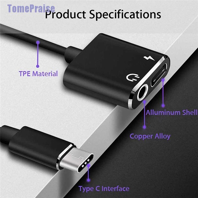 Đầu chia cổng sạc và tai nghe 2 trong 1 Usb Type C sang 3 5