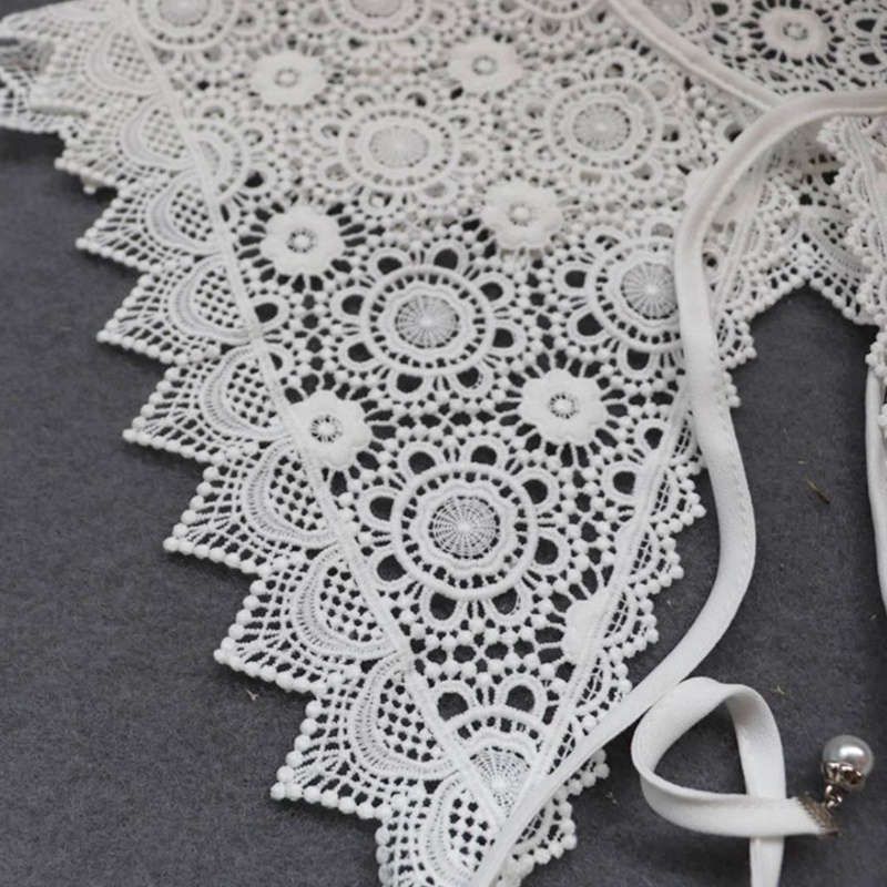 Khăn Choàng Cổ Phối Ren Thêu Hoa Phong Cách Hàn Quốc Dành Cho Nữ