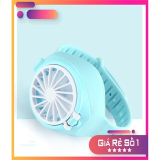 Quạt mini Đeo Tay có nắp đậy thông minh tặng kèm dây sạc USB, đồng hồ quạt tích điện thời trang