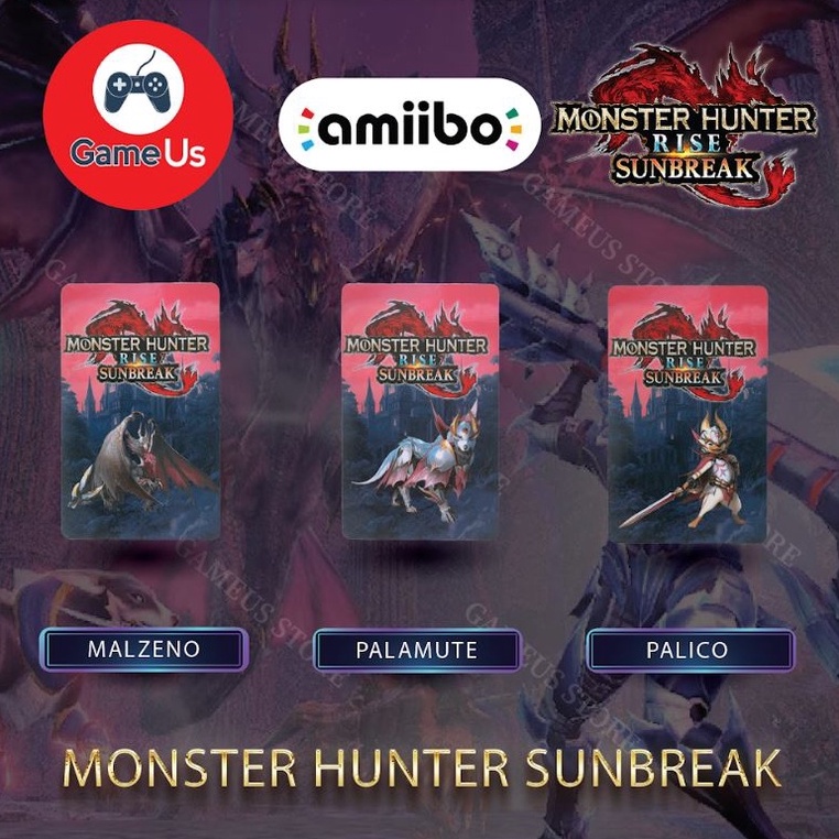 Set 3 Thẻ Amiibo  Game Monster Hunter Rise Sunbreak  Nintendo Switch