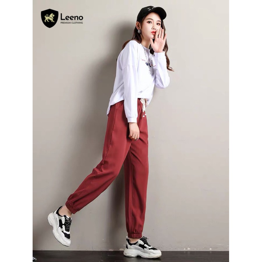 Quần Jogger nữ cạp chun bo gấu thể thao xuất dư LEENO | BigBuy360 - bigbuy360.vn