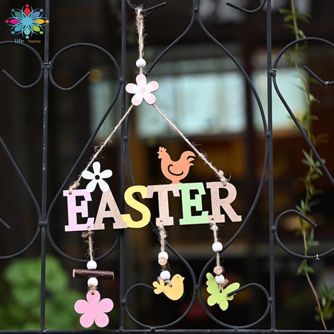 Party Ornament Home Shop Window Decor Letter for Pendant Easter Hanging Wooden