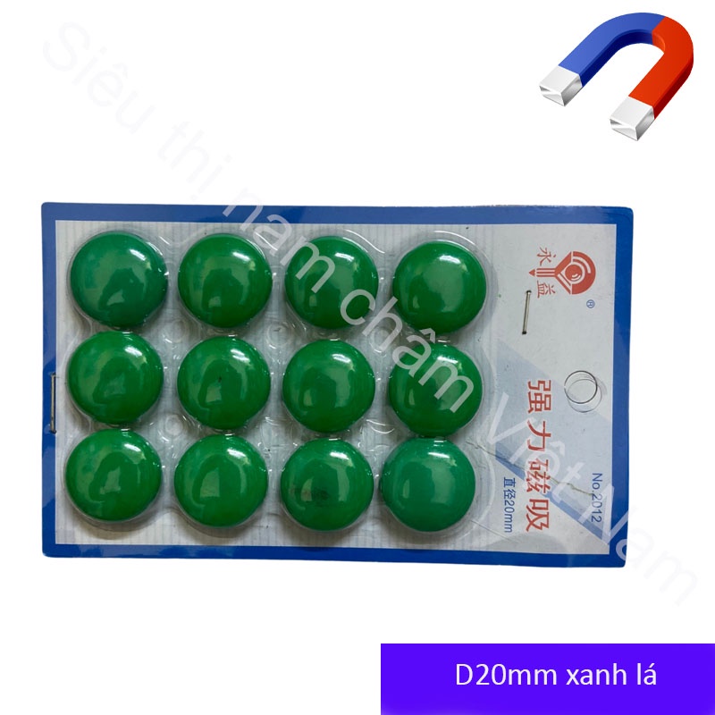 Nam châm đính bảng đường kính D20mm màu xanh lá