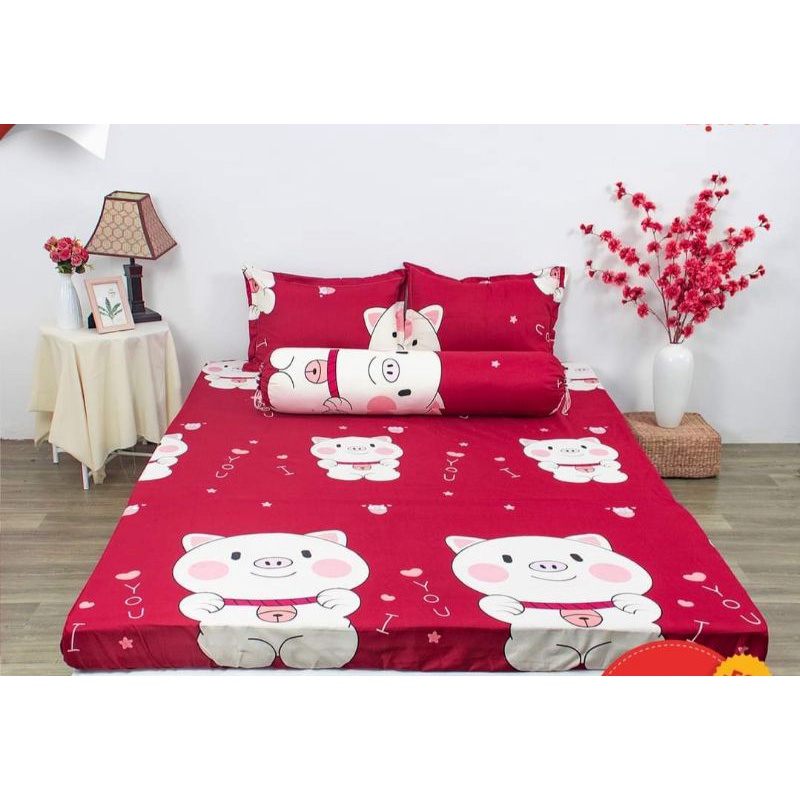Bộ ga gối vỏ ôm 4 món poly cotton hàng loại 1