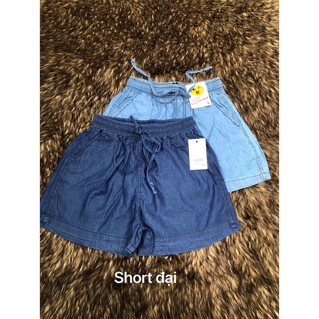 Quần short nữ jean thun vải co giãn lưng chun ảnh thật 2 màu