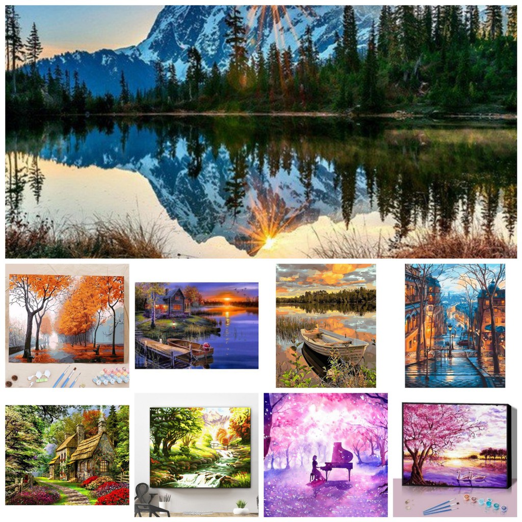 Tranh tô màu theo số CÓ KHUNG 40x50cm hình phong cảnh hùng vĩ | BigBuy360 - bigbuy360.vn