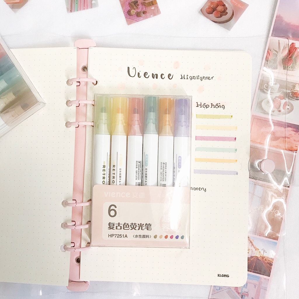 SET BÚT HIGHLIGHT VIENCE BÚT DẠ QUANG ĐÁNH DẤU BÀI TAKE NOTE BULLET JOURNAL