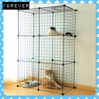 Chuồng quây thú cưng lắp ghép 19 miếng lưới đen- 2 miếng nhựa trắng - 2 cửa lưới - 24 chốt đen