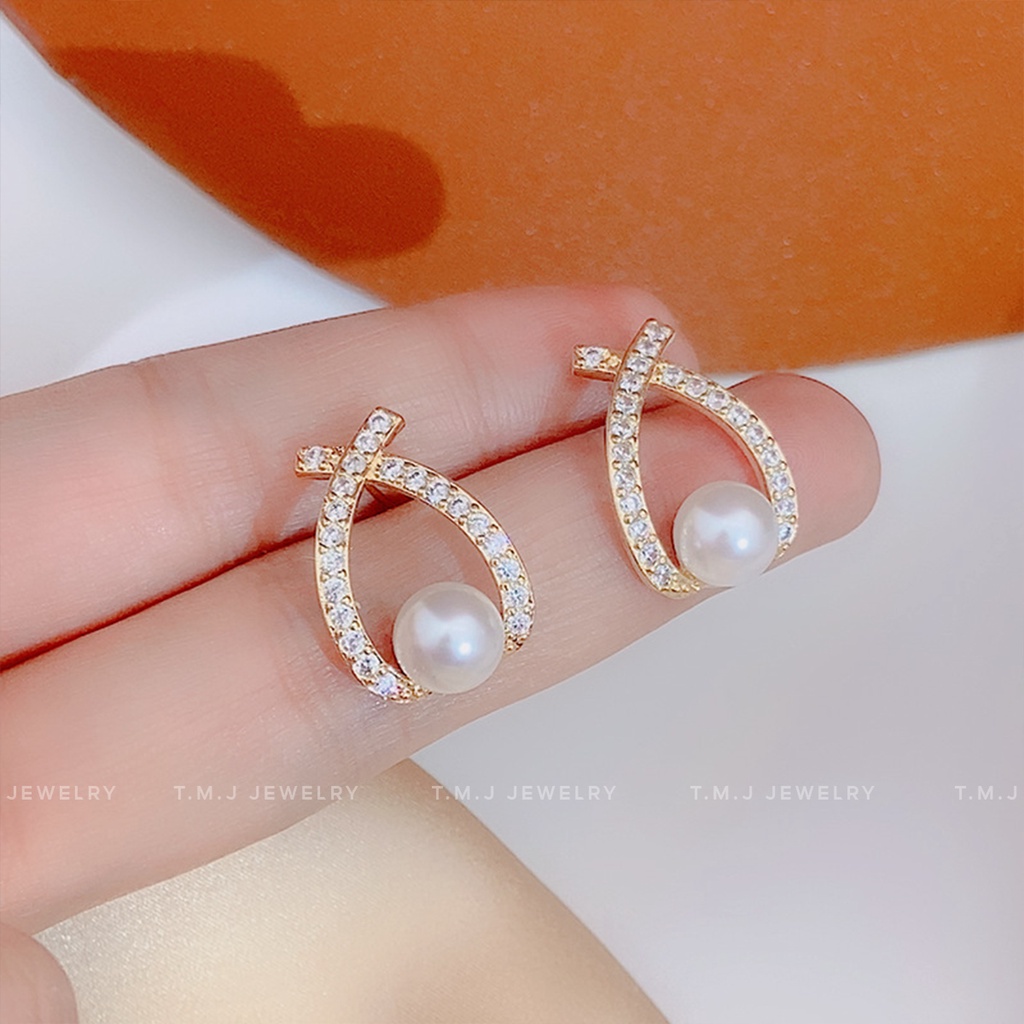 Khuyên tai nữ TMJ hợp kim titan không gỉ bền màu tạo hình giọt nước phong cách Hàn Quốc - kt02