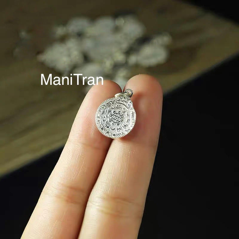 Mặt Cửu cung bát quái Bạc 925 phong cách Tây Tạng làm đồ handmade dây vòng thủ công