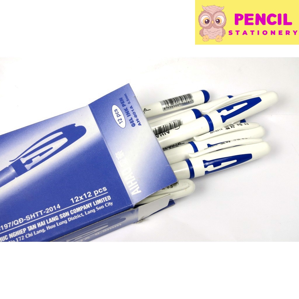 Bút Bi Nước Mực Gel AIHAO 0.5mm, Bút Nước Chữ A Mực Nét Êm Trơn Chữ Đẹp Giá Rẻ Xanh Đỏ Đen Tím Cho Học Sinh Văn Phòng