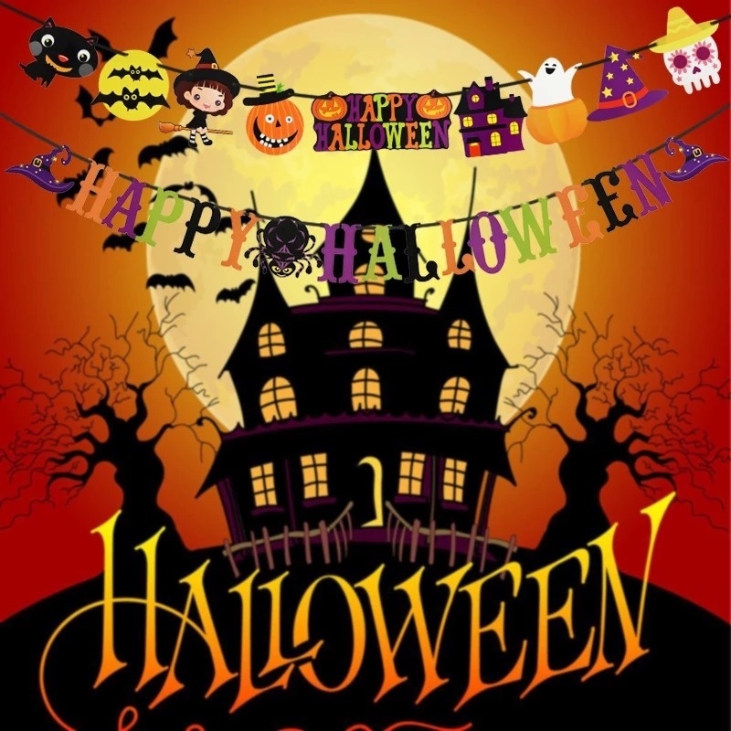 Dây Cờ Treo Trang Trí Tiệc Halloween Sáng Tạo