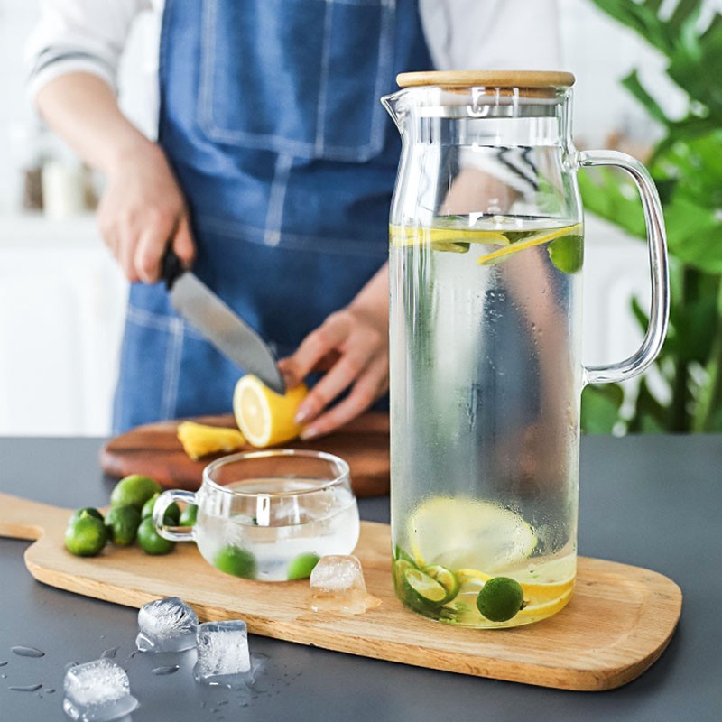 Bình thủy tinh SWEEJAR đựng nước uống dung tích lớn 1200ml có nắp đậy tiện lợi