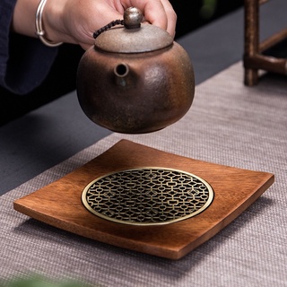 Thuyền trà gỗ lót đồng