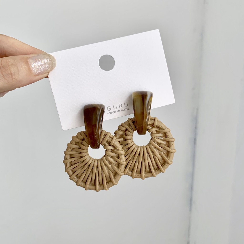 Khuyên tai cói đi biển Her Accessories chân xỏ bạc 925 an toàn H102