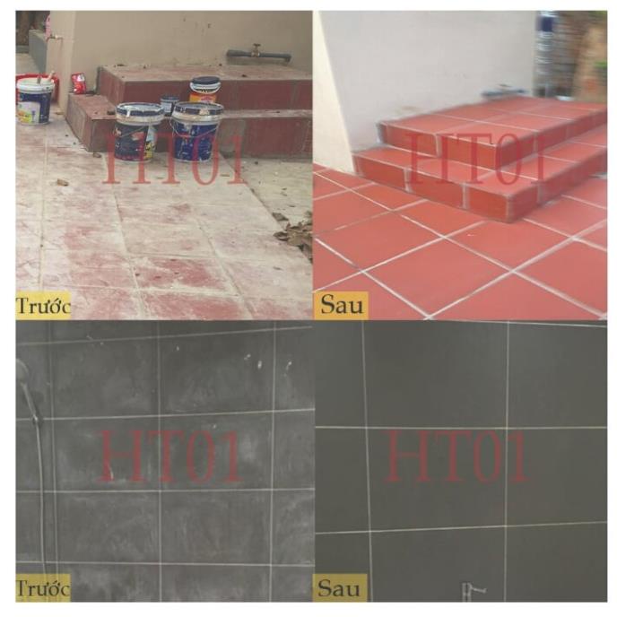 Chất tẩy xi măng HT01 cao cấp can 1.8 lít tẩy ron gạch loại tốt nhất hàng Việt Nam chất lượng cao tặng kèm miếng cọ nền