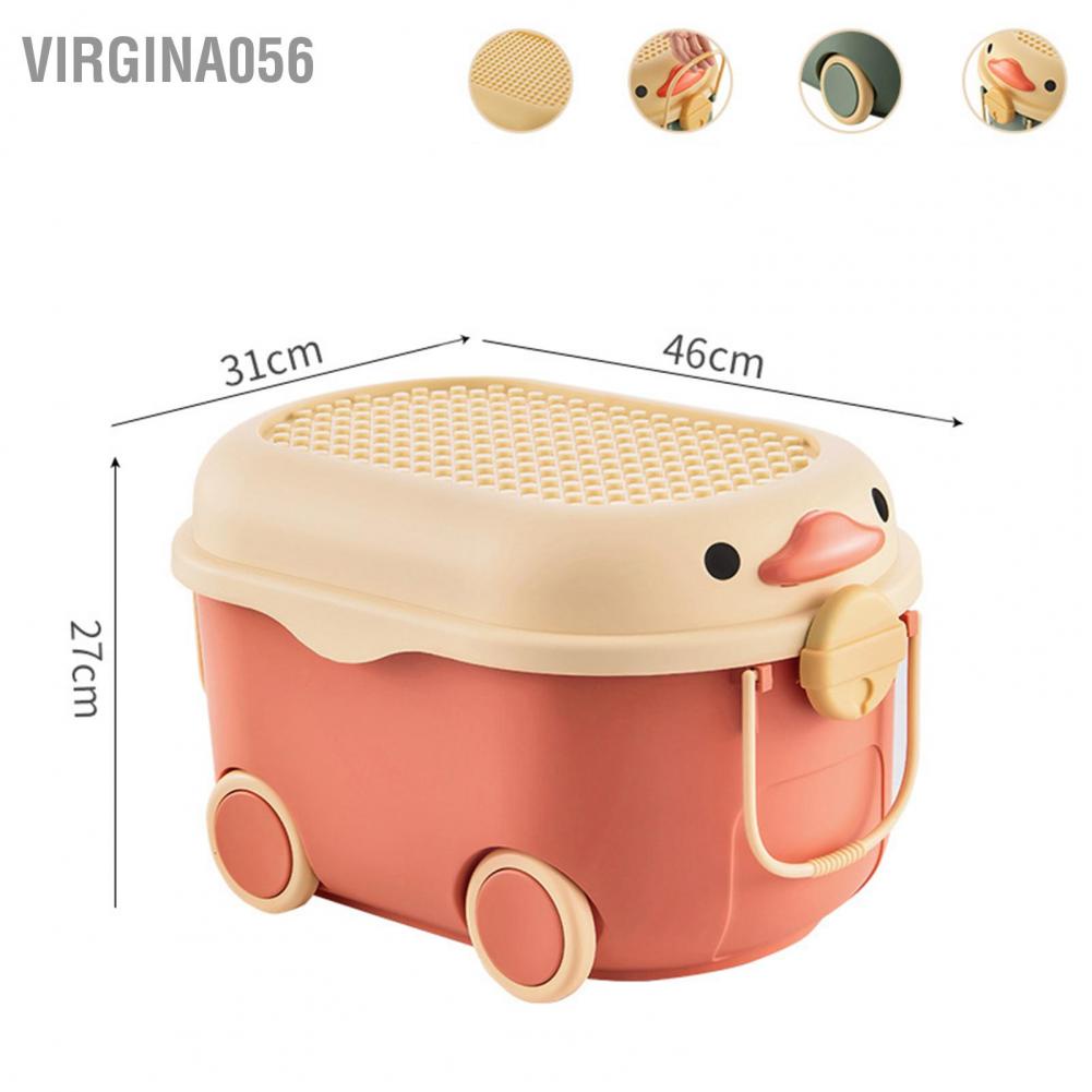Có thể bán buôn Hộp đựng đồ chơi Đa năng Vịt dễ thương quần áo bằng nhựa có bánh xe cho trẻ em Hàng giao ngayVirgina056