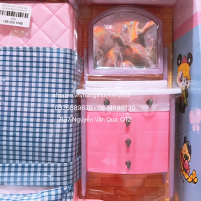 [Hàng xịn] Hộp đồ chơi phụ kiện phòng ngủ dành cho bé, gồm giường ngủ và tủ