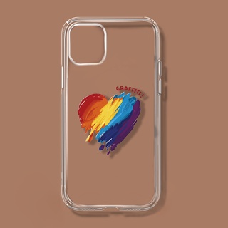 Ốp điện thoại trong suốt chống trầy họa tiết trái tim/cầu vồng cho iphone11 13promax xr 12pro xmax