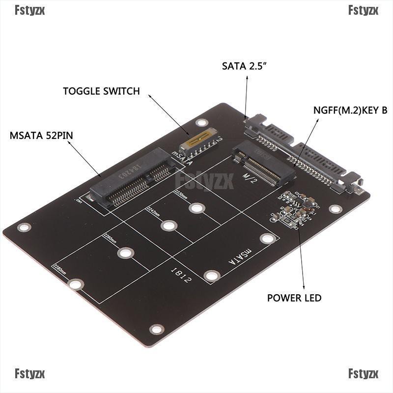 Fstyzx 2 IN 1 mSATA to SATA NGFF M.2 to SATA3 converter adapter card SSD disk drive